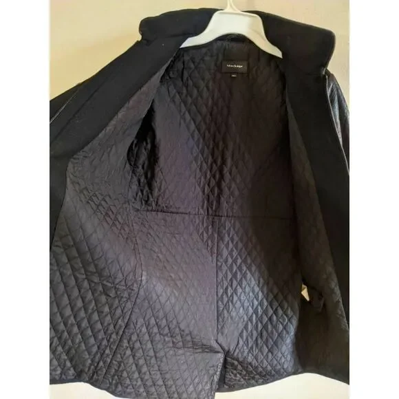 Mackage Moto Coat Jacket Women's Size XS Black Wool Leather Winter Quilted Chic